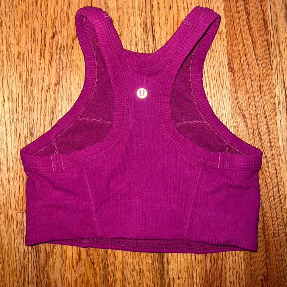 Lululemon ribbed nulu high neck magenta sports bra